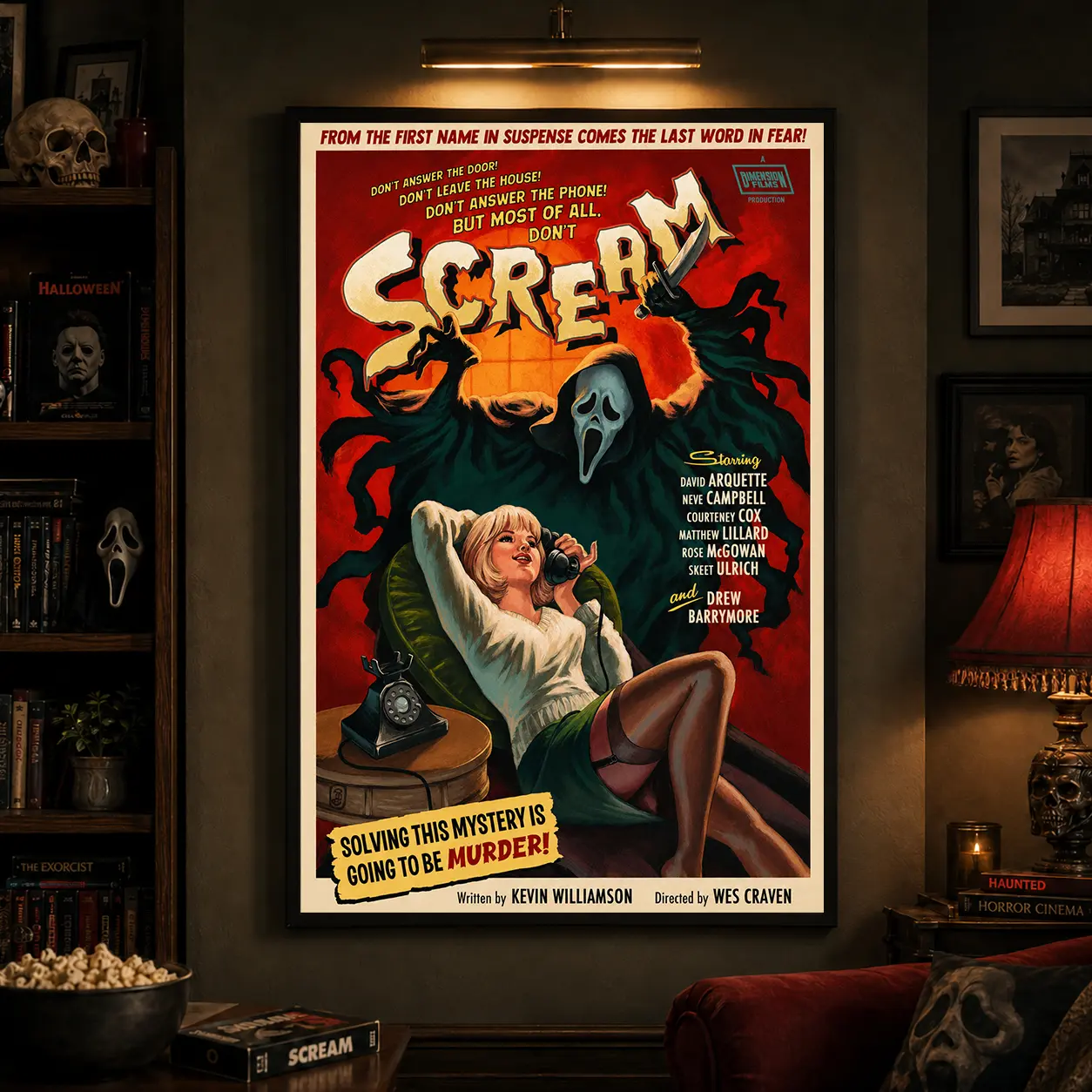 Vintage Scream Movie Horror Poster Canvas Wall Decoration, Classic Horror Film Picture Image Prints with Unique Design, Halloween Gift for Bedroom, Office