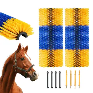 Livestock Scratching Brush Set, Itch Relief for Farm Animals, 2-Piece Horse Scratcher Brush, 17.1 Inch Long Handle, Durable Grooming Tool for Cattle, Pony, Sheep, Goat, and Other Livestock, Easy to Use