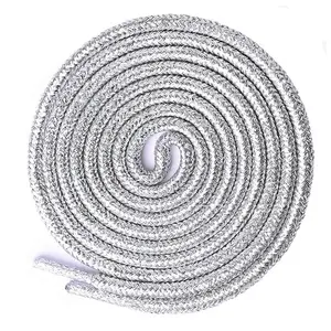 Silver Glitter Round Shoe Laces for Sneakers Metallic Bling Shoe Strings Bling Shoelace Shinny Sparkle Shoelaces for Adult Sport Shoes Footwear Lace