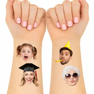 BARLEY ONE Personalized Face Temporary Tattoos - 15 Pack Personalized Photo Tattoos for Bachelorette Party, Weddings, Birthday,couple, Graduation - Waterproof Custom Body Art for Kids & Adults - Party Favors