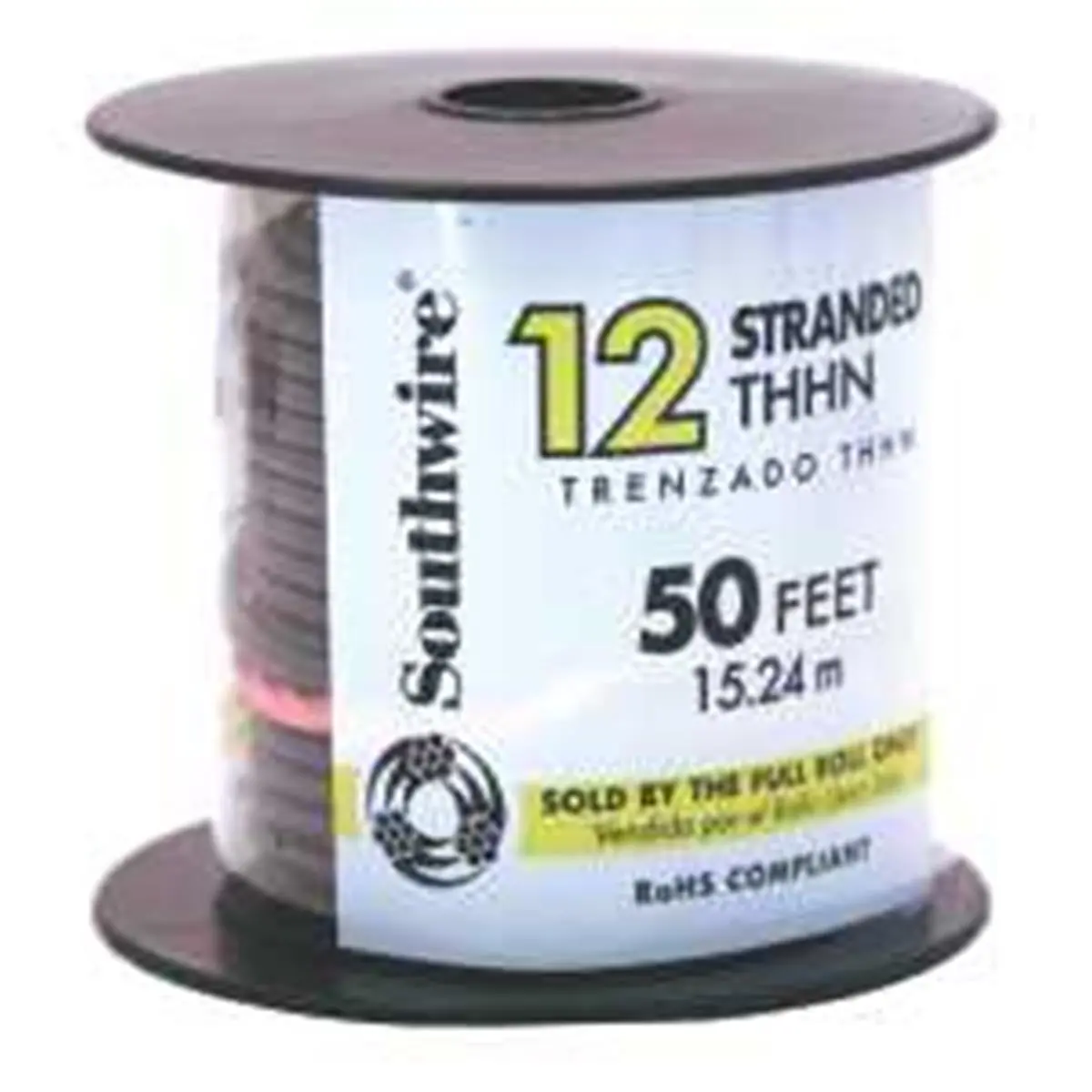 Southwire Building Wire, Stranded Nylon-Jacketed Cable with SIMpull Technology for Industrial Use, No Lube Required, Sunlight Resistant & ROHS/REACH Compliant, Conduit, Commercial, 12 Gauge, Cable Trays, Stranded Core, Dry/Wet Loc.