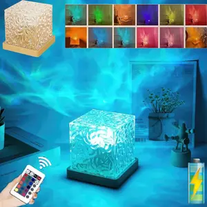 SJPACK RGB Cube Northern Lights Aurora Projector Lamp Ocean Wave Night Lights 16 Colour