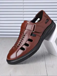 Men's Summer Work Business Formal Sandals, Fisherman Shoes Synthetic Leather Walking Office Breathable Oxford Shoes
