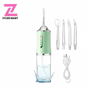 ZYLER Cordless Battery-Powered Water Flosser, Rechargeable Oral Irrigator with 4 Nozzles, Plaque-Removing Cleanser for Adult Daily Oral Care