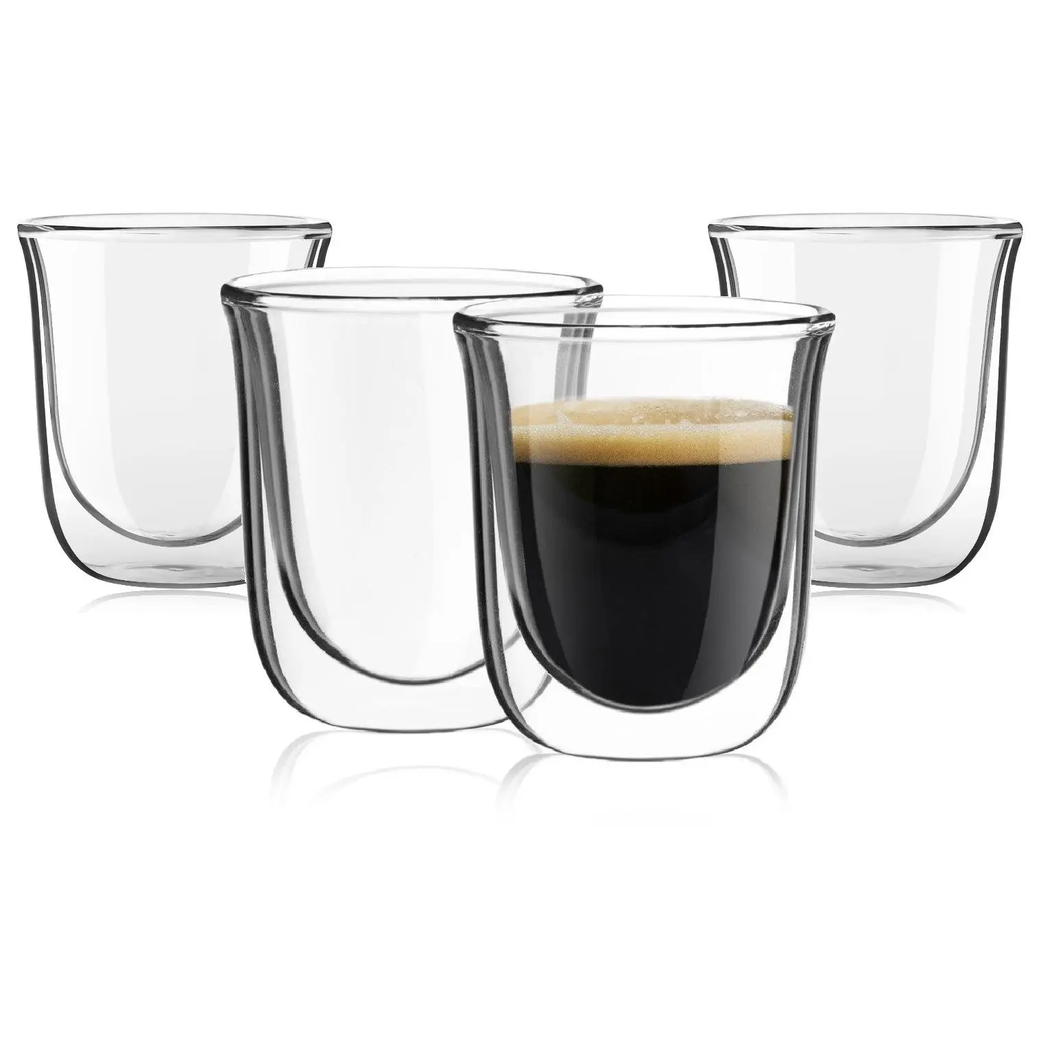 JoyJolt Set of (4) 2-oz Javaah Double-Wall Insu-lated Glasses