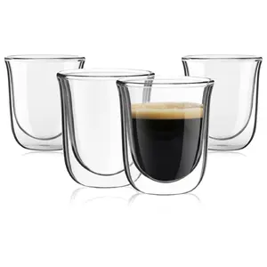 JoyJolt Set of (4) 2-oz Javaah Double-Wall Insu-lated Glasses