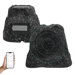 Herdio Rock 2025 New Bluetooth Audio Speaker - Outdoor Waterproof Wireless Solar Durable Model, 4/6.5/8 in, Rechargeable Battery, TWS Connection, USB/Cord Compatible, Resin Build, Smartphone Pairing, Audio Receiver for Garden, Patio (Gray, Single Pack)