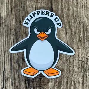 Penguin Sticker, Tariff Sticker, Canadian Made Sticker, Canada Sticker, Flippers Up Sticker, Elbows Up Sticker, US Political Sticker, Laptop Sticker