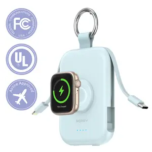 RORRY 5000mAh Portable Charger Built-in Cables Keychain Power Bank for Apple Watch Series  iPhone 17-12 USB Type-C Portable Travel Charger Powerbank Perfect Gift   valentinesdaygiftideas