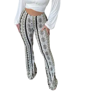 Women's High Elastic Print Leggings, Low Waist Y2K Style Slim Chic Trousers, Comfortable All-Seasons Polyester Clothes for Lady - Womenswear Bottoms, Pants Spandex Ruched Butt