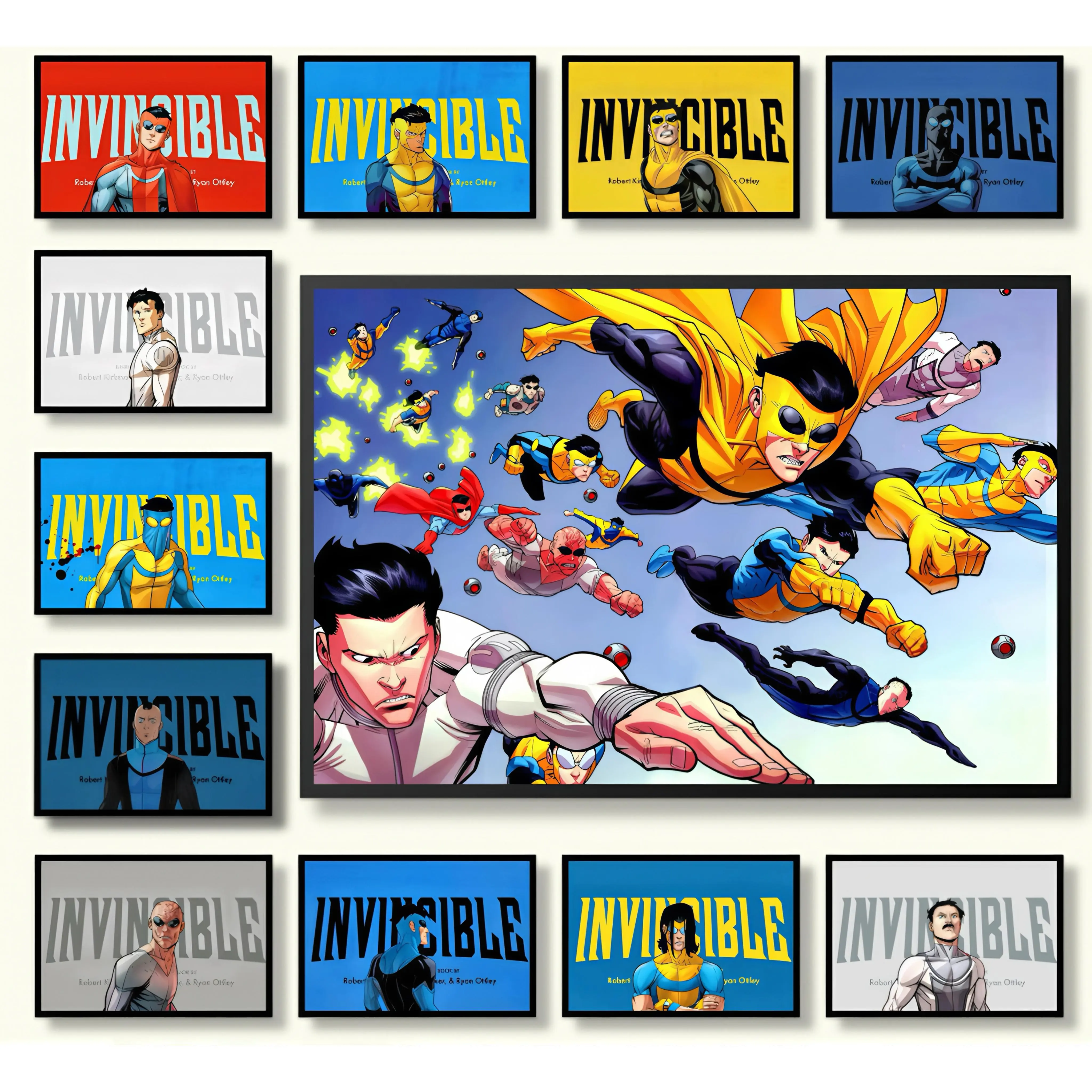 Invincible War Themed Canvas Poster Mark's Universe Variant Art Wall Decor Comic Style Gift for Teens Living Room Bedroom Dorm Solid Wood Textured Frame Waterproof Moisture-Proof Design