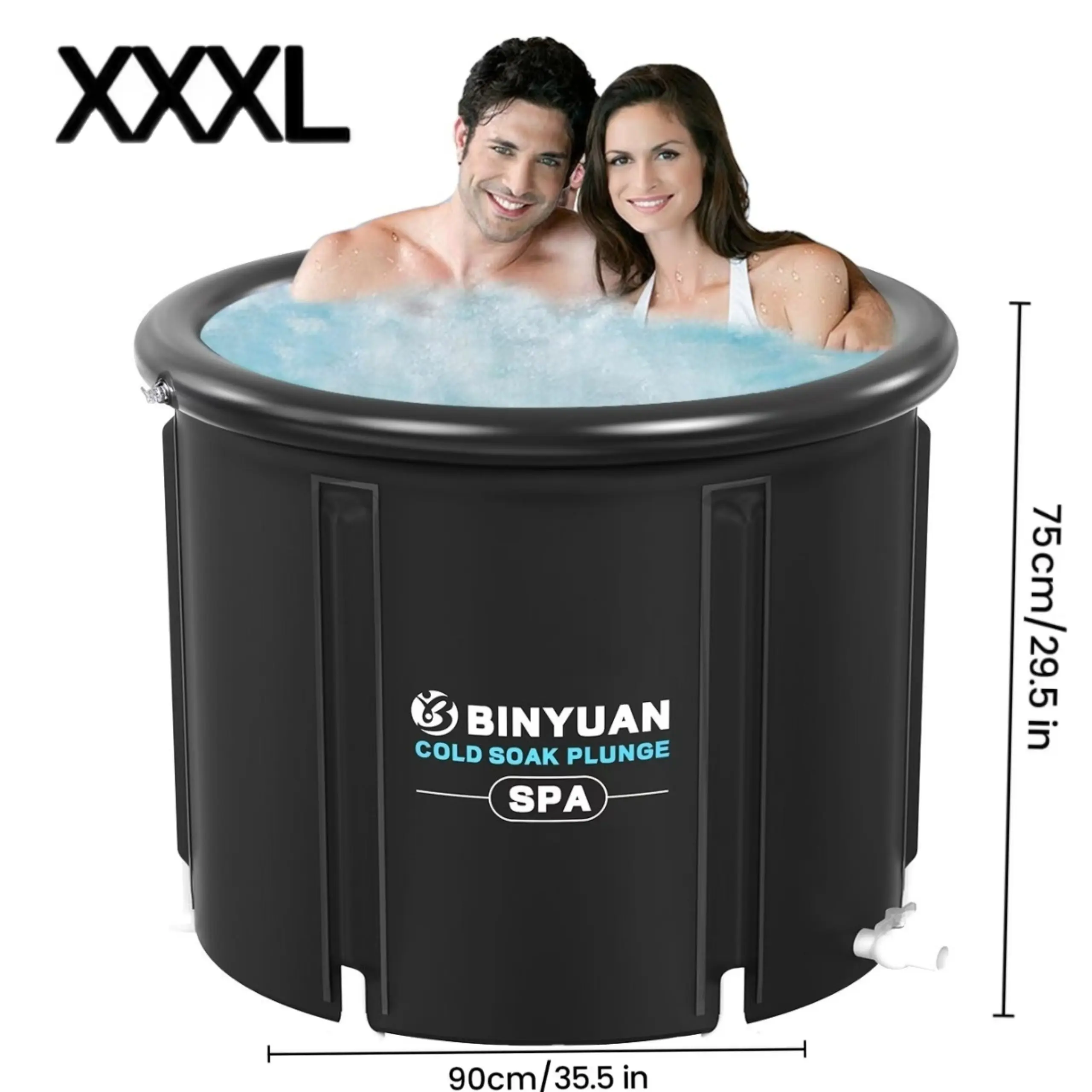 BINYUAN Ice Bath Tub, XXL Large Capacity Insulated Collapsible Soaking Tub for Athletes, Portable Cold Plunge for Outdoor Muscle Recovery, Collapsible Ice Bathtub, Foldable Soaking Tub