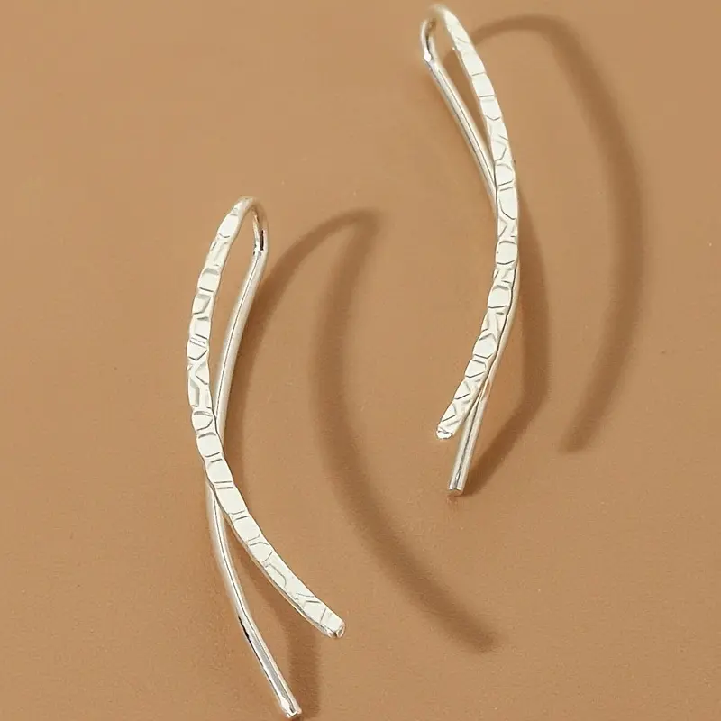 Minimalist Ear Climber Earrings Long Copper Climbers Crawler Bar Studs 1 Pair