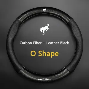 Carbon Fiber Leather Car Steering Wheel Cover Breathable Anti Slip Cover for Ford Bronco Sport 2021-2023 Styling Accessories