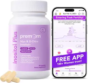 Premom Inositol Plus 2000mg Myo-Inositol & 50mg D-Chiro Inositol 40:1 Ratio with CoQ10 Folate & Vitamin D3 90 Capsules 30 Day Supply Supports Hormonal Balance Ovarian Health