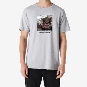 I Survived Today’s Tummy Ache Cat T-Shirt – Funny Cat Soldier Meme Tee for Humor & Relatable Vibes
