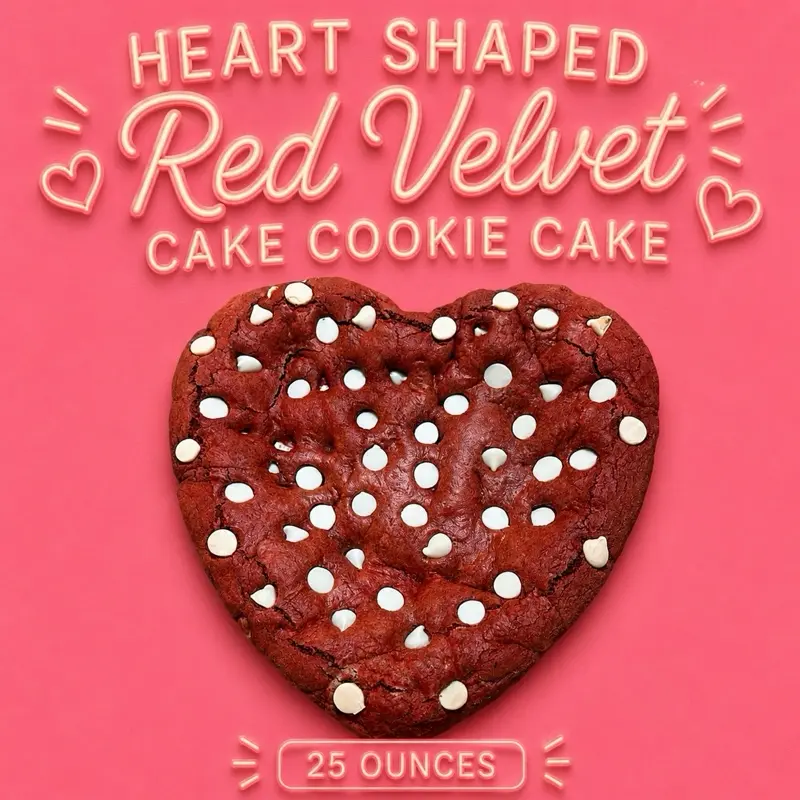 Heart-Shaped Red Velvet Cookie Cake