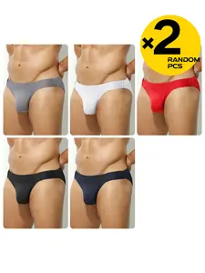 Men's Solid Color Plain Low-Rise Briefs Underwear 2/3/4 Pack Random Color Slim Fit Stretch Bikini Cut