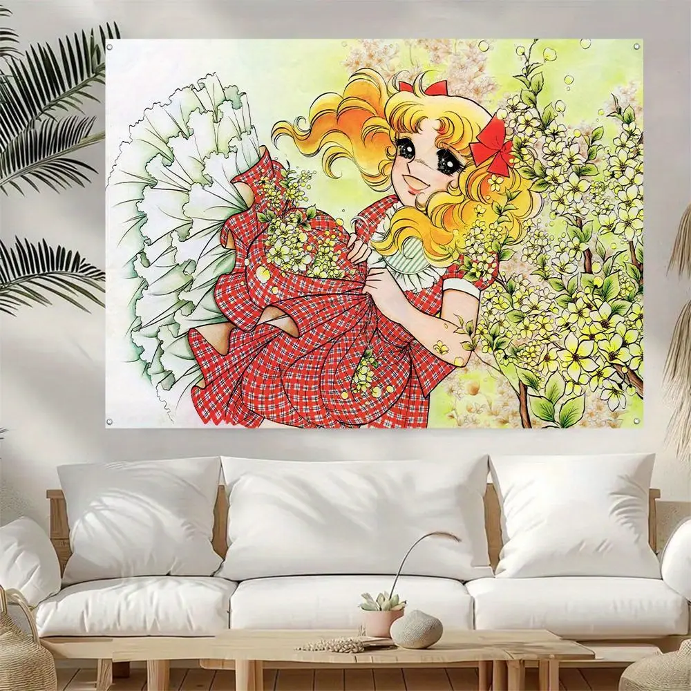 Cute Candy Anime Theme Party Backdrop Single Banner - Lightweight Hang, Colorful Durable Fabric, Geometric Print, Multi-Sizes, Home Supplies, Ideal for Birthday Parties, Room Decorations, Decoration Gift Option, Multiple Events