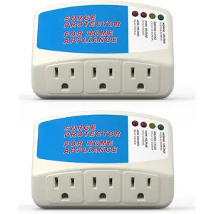 Appliance Surge Protector, Surge Protector for Refrigerator Wall Mount Three Plugs with Protection Low/High  Protector Brownout Outlet Plug in 125V, 1875W, 2 Pack