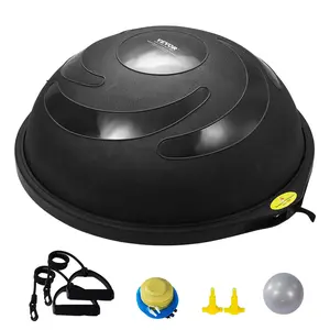 VEVOR Half Exercise Ball Trainer,  , 26 inch Balance Ball Trainer, 1500lbs Capacity Stability Ball, Yoga Ball with Resistance Bands & Foot Pump, Strength Fitness Ball for Home Gym Full Body Workout Black
