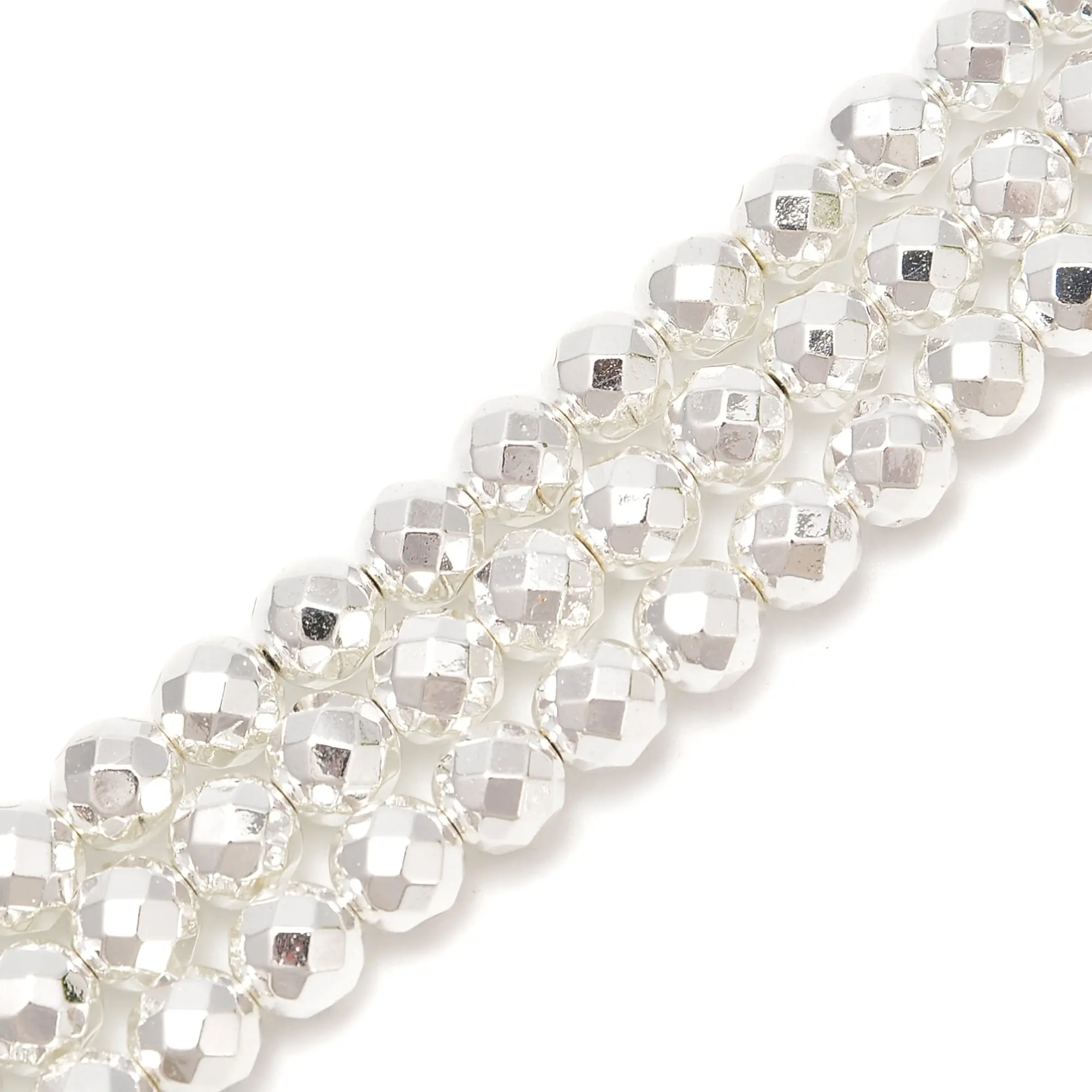 Titanium Silver Hematite Faceted Round Beads 2mm 3mm 4mm 6mm 8mm 10mm 15.5"Strnd