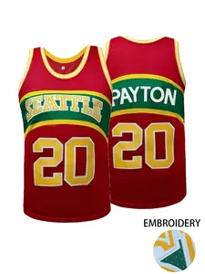 Men's #20 Retro Basketball Jersey, Seattle Letter Embroidery Design, Loose Sleeveless Crew Neck Tank Top, Sports Tops, Suitable For Basketball Training, Match, Sports, Running, Fitness, Street Fashion, Unisex