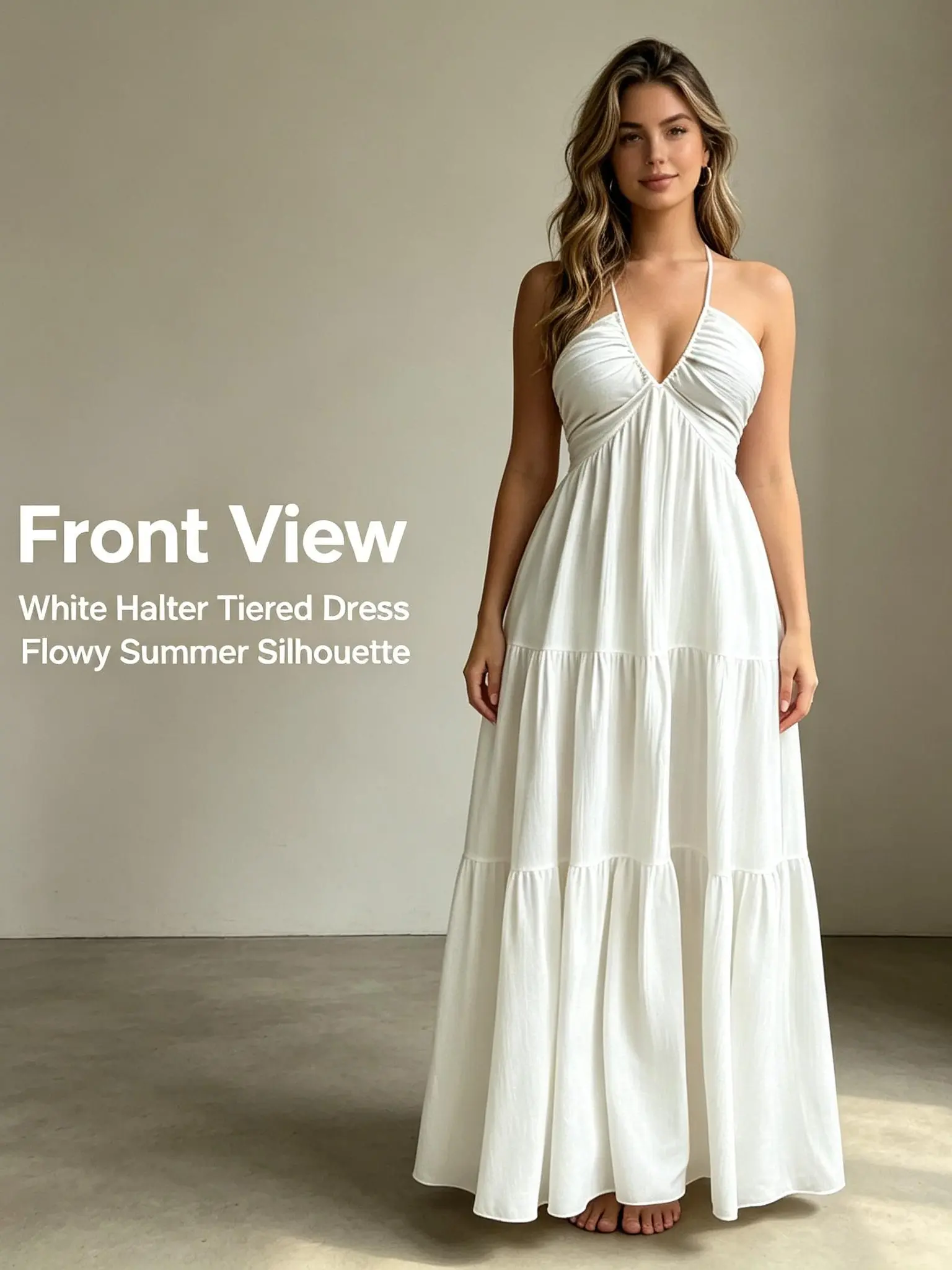 Women's Backless Halter Neck Maxi Dress | Deep V Layered Cake Flare Sundress | French Vacation Casual Elegant Summer Dress for Daily/Outdoor Wear women pink Ruffle Hem beach girl quinceanera blue violet harmon sleeveless