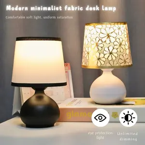 Creative Simple Fabric Table Lamp, Nightstand Lamp, USB Switch Button Warm Light, Bedside Lighting with Cloth Shade, Suitable for Patio, Living Room, Dormitory, Home Office, USB Powered Lamp, Modern Nightstand Lamps