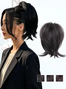 KAIRIYA Short Claw Clip Ponytail Extension - Heat Resistant Synthetic Straight Bun Hairpiece for Women, Natural Puffy Look for Holiday Parties & Daily Wear, Straight Ponytail Extensions