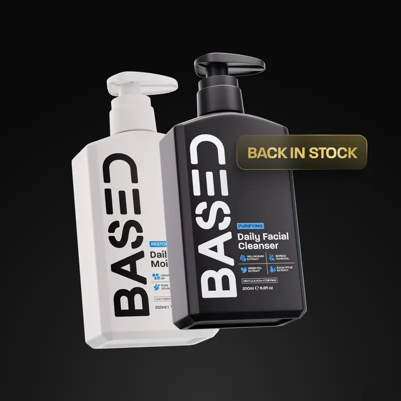 BASED Daily Skincare Duo | Purifying Face Wash + Restoring Moisturizer | Built For All Skin Types | 100% Non-Toxic, Healthy Ingredients | Hormone Safe