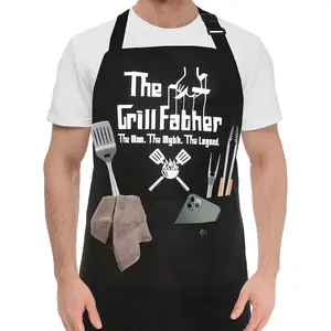Funny Chef Apron for Men, BBQ Dad Aprons for men with 3 Pockets Cooking Grill Kitchen Aprons- The Grill father - Birthday Father's Day Christmas Gifts for Dad, Step Dad, Father in Law, Husband