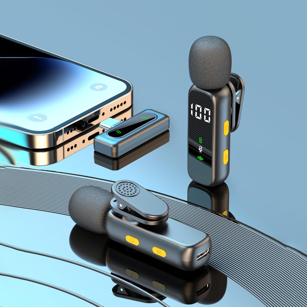 Wireless Mini Microphone for iPhone 15/16, iPad, Android, USB-C Lapel Mic with 360° Omnidirectional Sound, 14H Battery Life, Noise Reduction, Portable for Video Recording, Vlog, Tiktok, YouTube