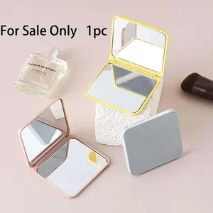 Portable Folding Travel Makeup Mirror, Dual-Sided Flip Cover, Compact Square Gift Mirror for Students, Small Pocket Mirror, Foldable Makeup Mirror