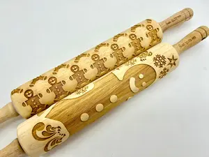 Gingerbread Man Large Christmas Embossed Rolling Pin Gingerbread Man Large Christmas Embossed Rolling Pin