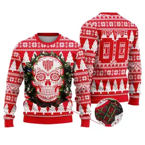LIGA MX Club Necaxa Special Sugar Skull Christmas Ugly Sweater ST2303