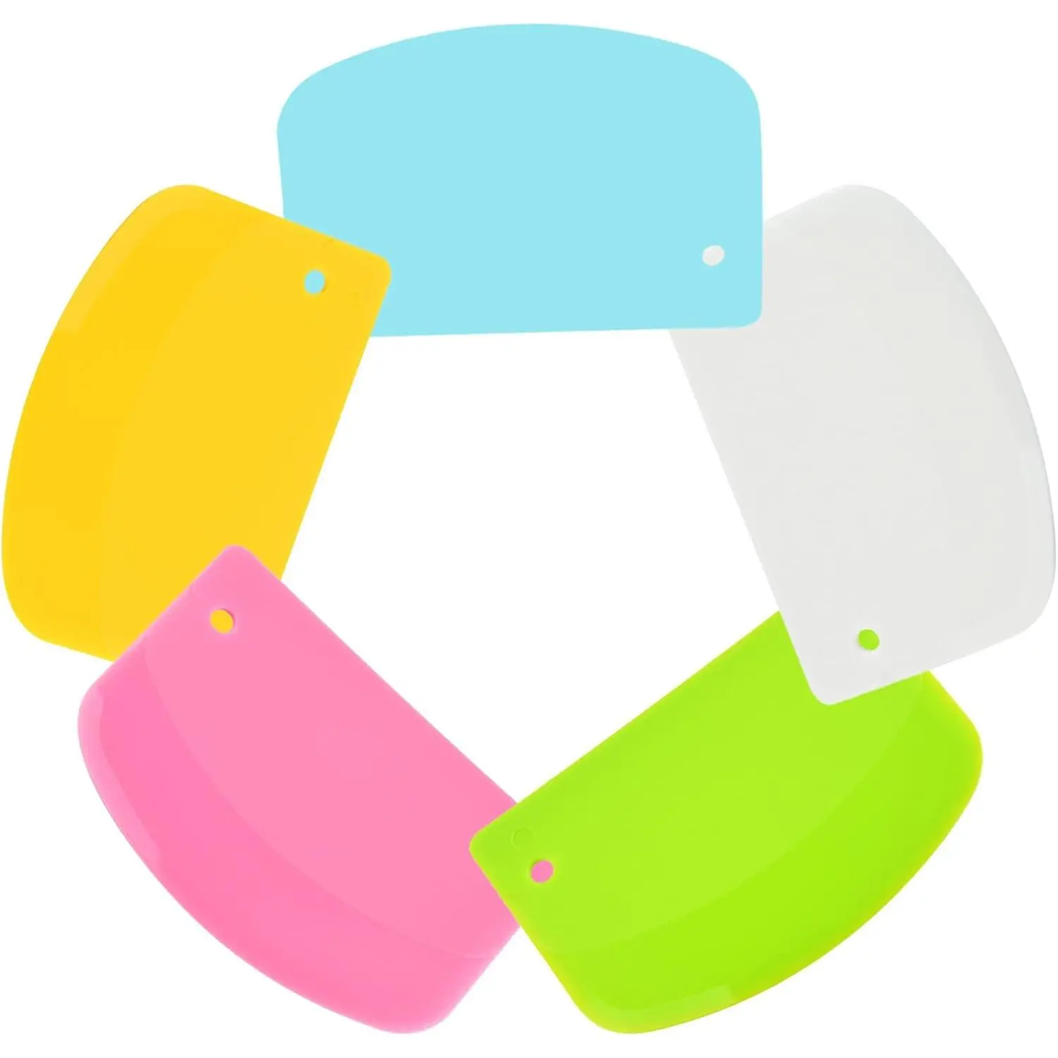 5 Pack Dough Scraper 5.3 x 3.6 Inch Plastic Bench Scraper Bowl Spatula Kitchen Pastry Tool for Bread Dough Pastry Pizza Baking Cake Multicolor