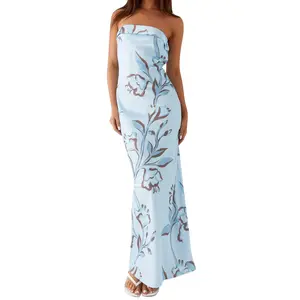 Elegant Off-Shoulder Maxi Dress with Vibrant Floral Pattern and Sleeveless Design Perfect for Summer Events and Parties NONE