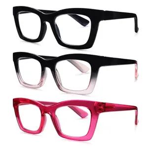 ZOECENT 3 Pack Oprah-Style Women's Blue Light Blocking Reading Glasses with Large Frames and Spring Hinges for Computer Use