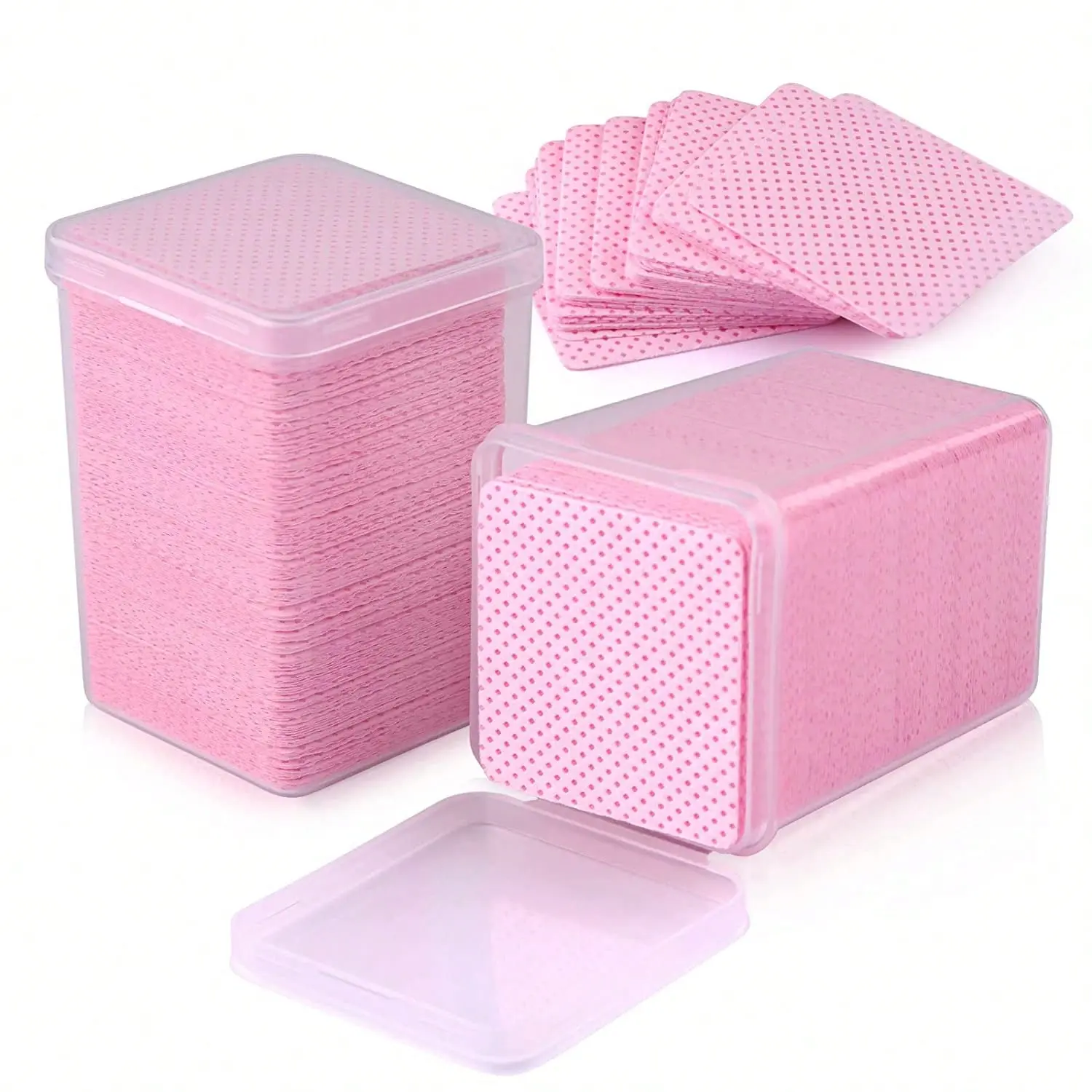 Lint Free Nail Wipes, Finger Nail Polish Remover, 200 PCS Non-Woven Fabric Nail Cleaning Pads Pink Lash Extensions Glue Cleaning Wipes Nail Salon Supplies Nail Products, Nail Care