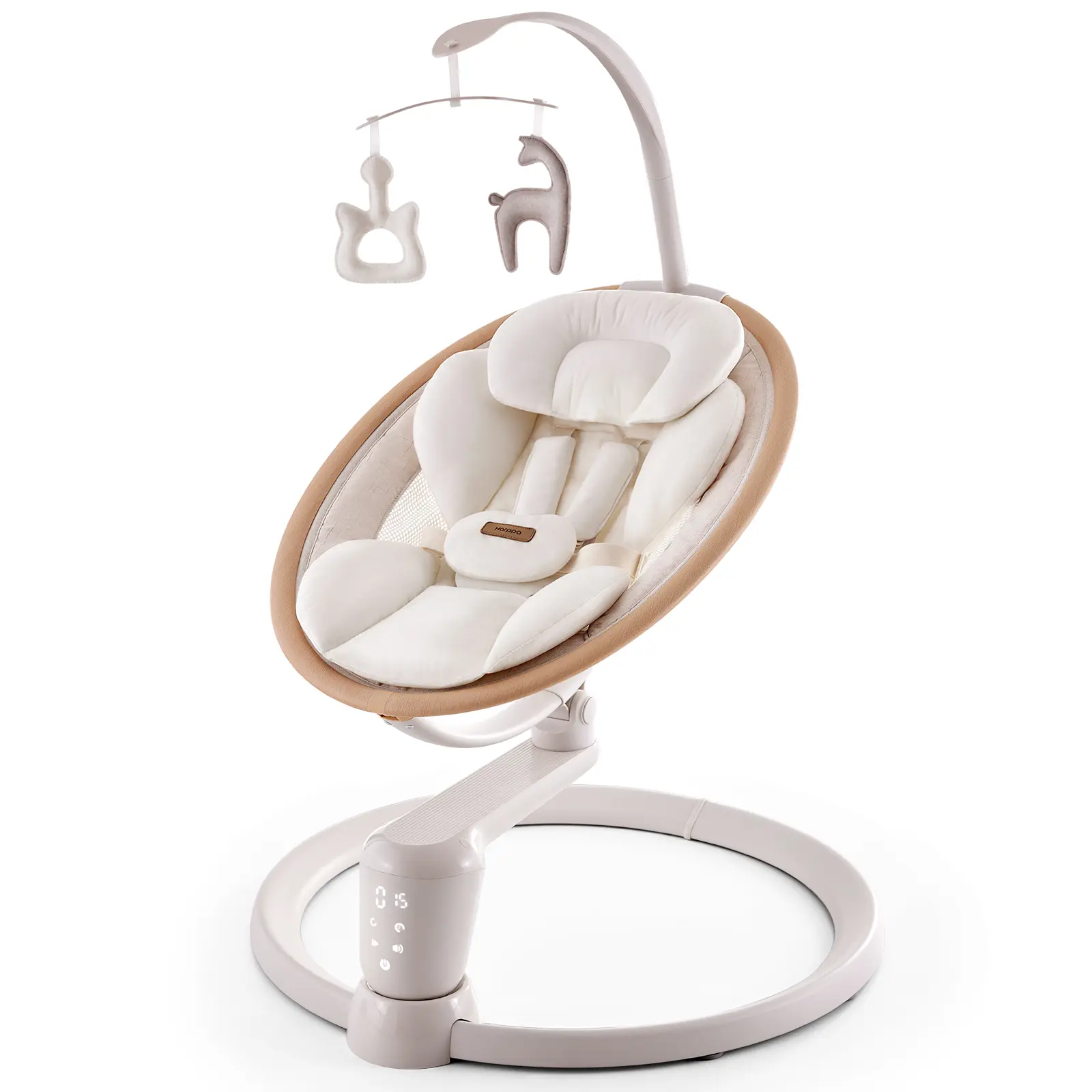 HARPPA Weddell Signature Electric Baby Swing, Eye-Level Baby Swing, 5 Speeds and Remote Control, 10 Built-in Melodies, 2 Seat Positions & 180° Rotation for Indoor Use, for Infants and Newborns, Baby Essentials