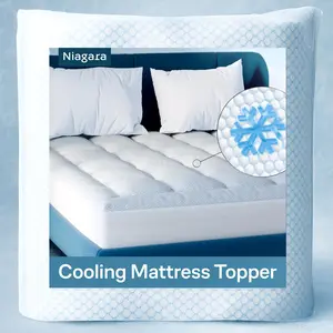 Niagara Cooling Twin Mattress Topper - Pillow Top Mattress Cover Quilted Fitted Cooling Topper for Back Pain Deep Pocket Fits 20 Inches, Blue