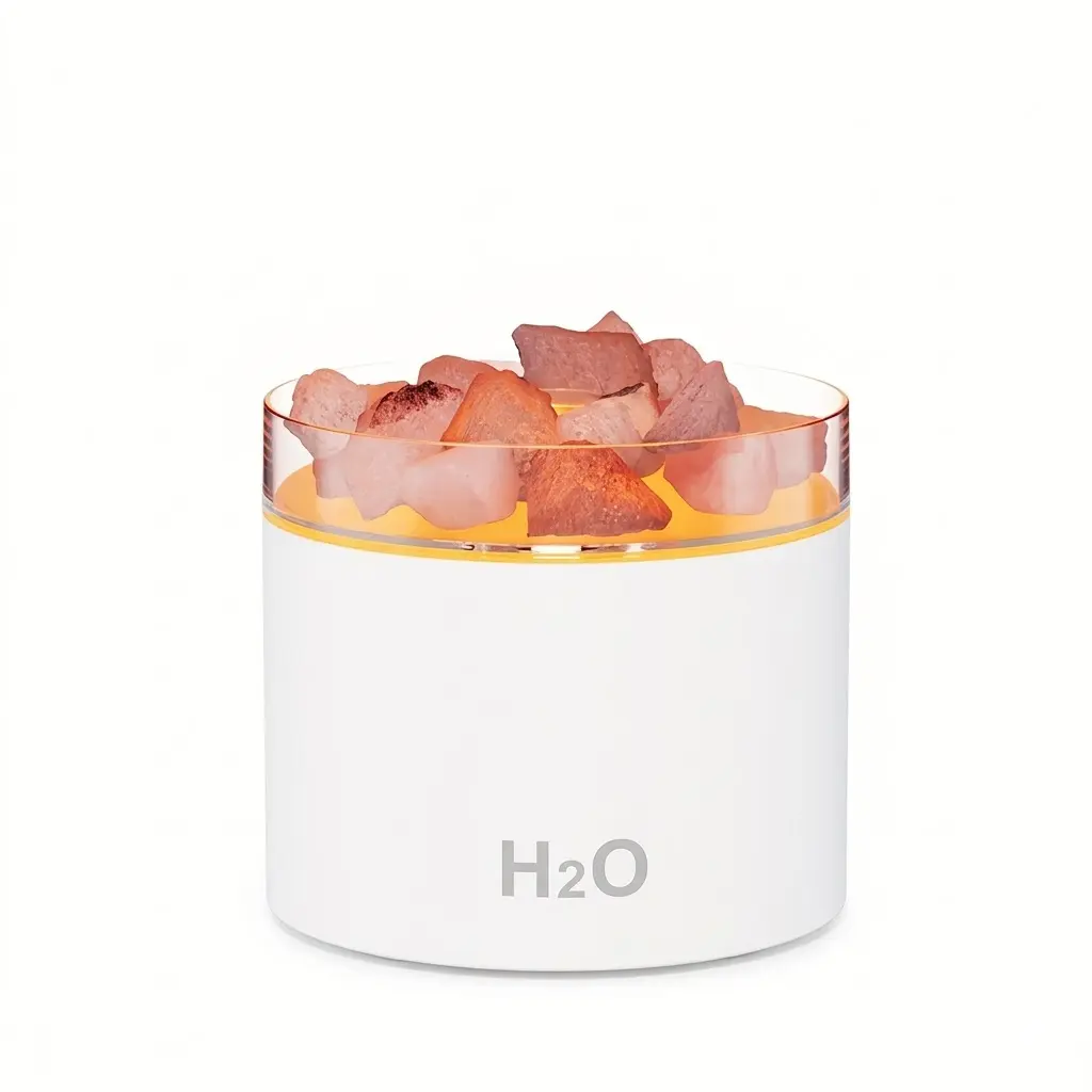 Crystal Rock Mini Humidifier Aromatherapy Diffuser, 4-Color Changing Neon Lights, Fine Mist Sprayer, Quiet Operation, Modern Home Decor for Desk, Gift Idea for Boyfriend