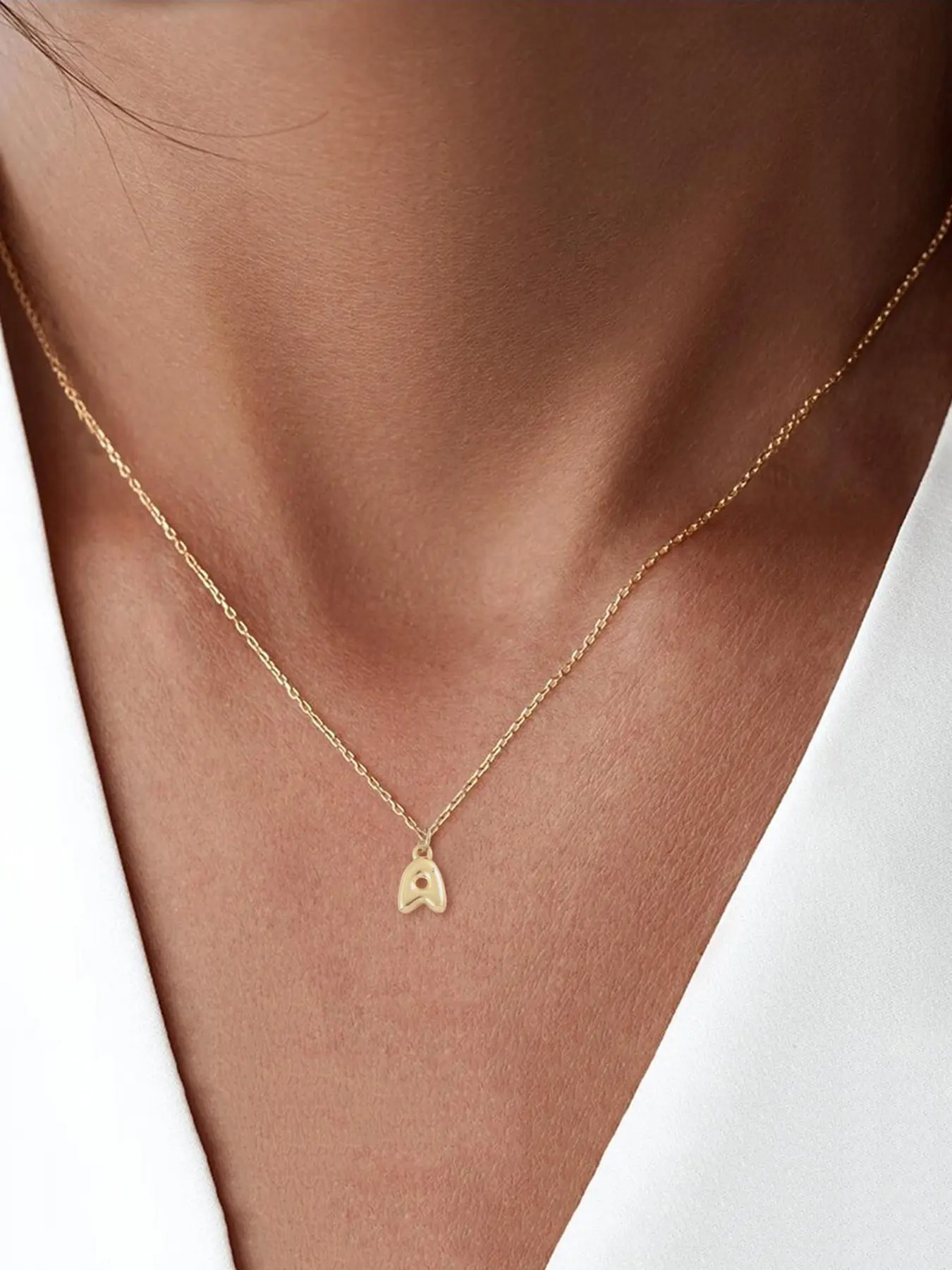Mini Bubble Initial Pendant Necklace for Women, Simple Classic Stainless Steel Chain, Elegant Letter Pattern, Dainty Initial Necklaces, All Seasons