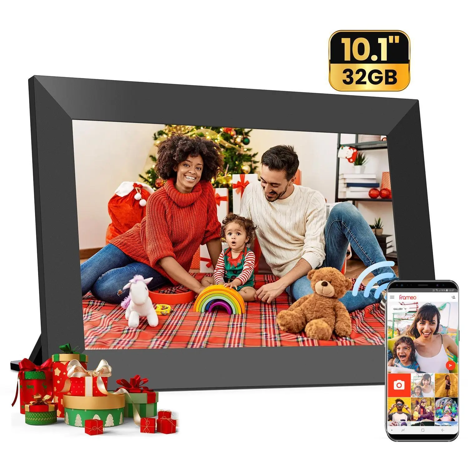 FRAMEO 10.1 Inch Smart WiFi Digital Photo Frame 1280x800 IPS LCD Touch Screen, Built-in 32GB, Auto-Rotate Portrait and Landscape, Share Moments Instantly via Frameo App from Anywhere Best Gift