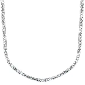 Huge 23 Ct Moissanite Tennis Necklace 14K White Gold 18"