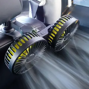 USB Dual-head Car Fan, USB Powered Fan, 360-Degree Adjustable Rotation Rear Seat Fan, Easy To Clip on and Install Suitable for Small Cars, Trucks, RVs, Travel