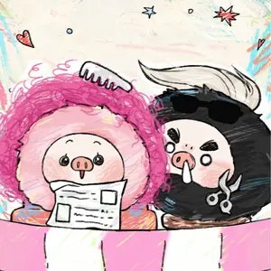 Big Cousin Piggy "Hair Salon" Series Plush Blind Box - Funny Barbershop Mystery Toy - Kawaii Piggy Stuffed Animal with Crazy Hairstyles - Relatable Gift for Friends