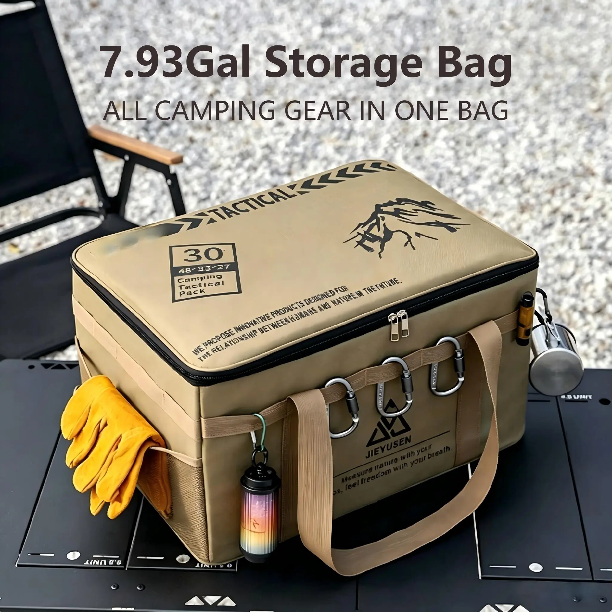 7.93 Gallon Outdoor Waterproof Oxford Storage Bag, Large Capacity Multi-Compartment Camping Gear Organizer Tote Bag for Travel, Hiking, Picnic, Fishing, Home & Car Storage,back to school,back to school haul