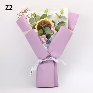 Room Decor Crochet Flower Bouquet, Artificial Sunflower/rose Bouquet, Gift for Mom Girlfriend Teacher, Fall Home Decoration, Valentine's Day Present, Faux Plants Indoor, Decorative Flower Arrangement